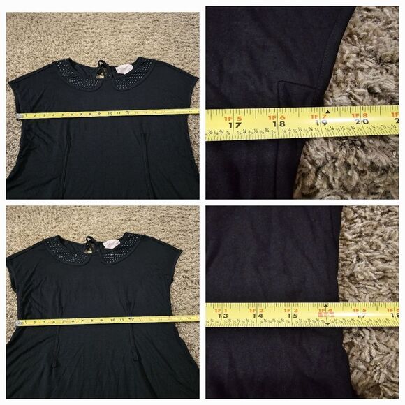 🌿"Philosophy" black top with beads, size Medium. Vintage design. - Picture 8 of 9